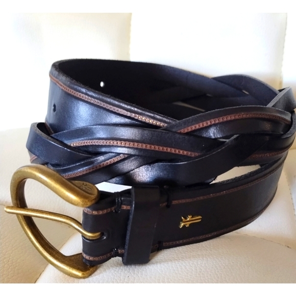 Frye | D-Ring Braided Genuine Leather Buckle Belt in Black - Picture 13 of 16